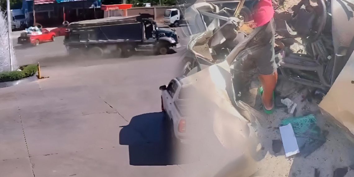 Incidente vial en estación provoca daños y afectados en Yaguate